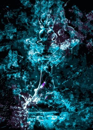 Abstract Chess King in Teal and Black - Premium Wooden Framed Poster. Ready to Hang.