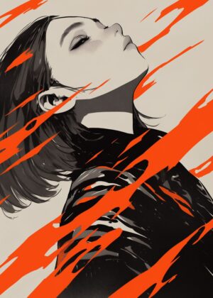 Abnormal Core: A Stylish Black and Orange Art Print - Premium Wooden Framed Poster. Ready to Hang.