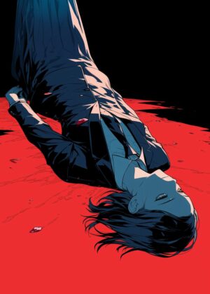 Crimson Echoes: A Dark Art Print - Premium Wooden Framed Poster. Ready to Hang.