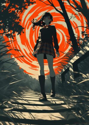 Crimson Vortex: A Journey into the Unseen - Premium Wooden Framed Poster. Ready to Hang.