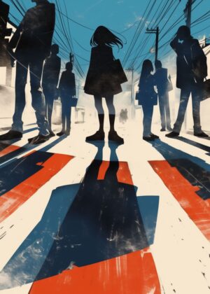 Urban Solitude: A Cityscape of Shadows and Isolation - Premium Wooden Framed Poster. Ready to Hang.