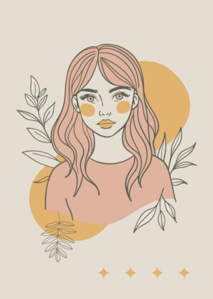 Anime Girl with Floral Accents - Premium Wooden Framed Poster. Ready to Hang.
