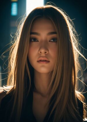 Stunning Portrait of a Young Woman - Premium Wooden Framed Poster. Ready to Hang.