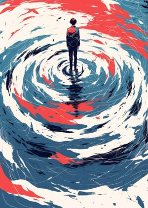 Confronting the Abyss: A Journey Inward - Premium Wooden Framed Poster. Ready to Hang.