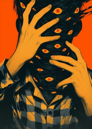 Abnormal Core: A Surreal Exploration of Inner Turmoil - Premium Wooden Framed Poster. Ready to Hang.