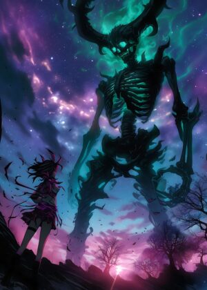 Death of Galaxy Anime: A Celestial Showdown - Premium Wooden Framed Poster. Ready to Hang.