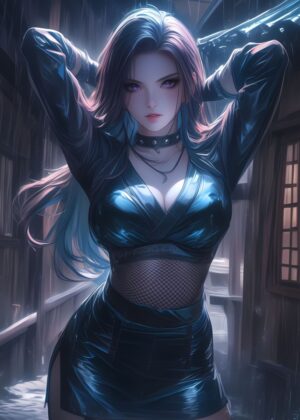 Village Shadow Anime Girl Art Print - Premium Wooden Framed Poster. Ready to Hang.