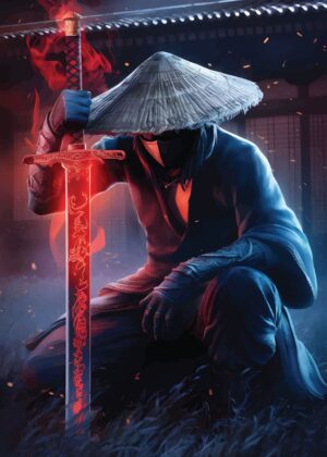 Rengoku Demon Slayer Inspired Artwork: Fiery Samurai - Premium Wooden Framed Poster. Ready to Hang.