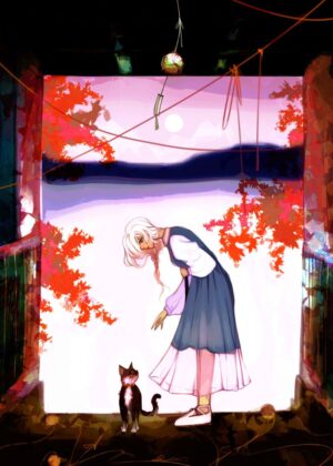 A Girl and Her Cat: A Sentimental Memory - Premium Wooden Framed Poster. Ready to Hang.