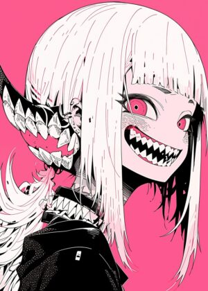 Anime Monster Girl Art Print - Premium Wooden Framed Poster. Ready to Hang.