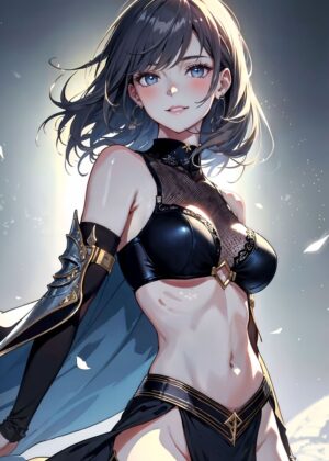 Stunning Anime Girl Artwork: Digital Painting Print - Premium Wooden Framed Poster. Ready to Hang.