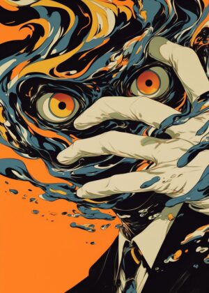 Abstract Surrealism: The Anomaly's Embrace - Premium Wooden Framed Poster. Ready to Hang.