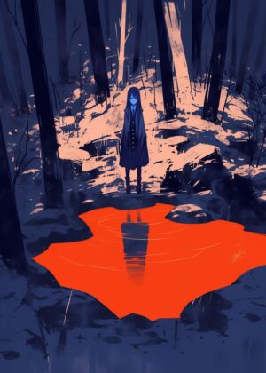 Mysterious Forest Girl: Digital Art Print - Premium Wooden Framed Poster. Ready to Hang.