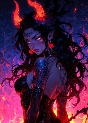 Hell Queen Anime Art Print - Premium Wooden Framed Poster. Ready to Hang.