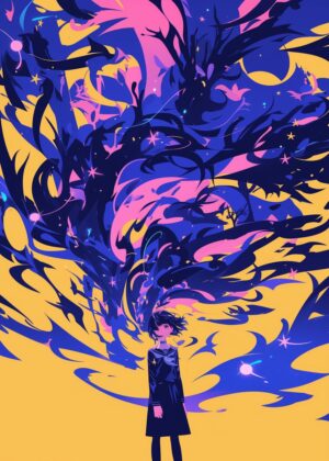 Abstract Anime Girl Artwork: The Abnormal Core - Premium Wooden Framed Poster. Ready to Hang.