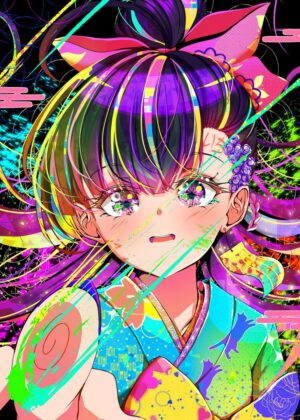 Ichi: Vibrant Anime Girl Artwork Print - Premium Wooden Framed Poster. Ready to Hang.