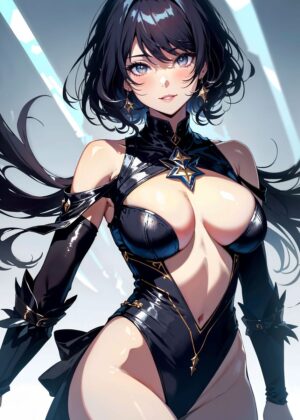 Stunning Anime Girl Artwork: Dark Fantasy Beauty - Premium Wooden Framed Poster. Ready to Hang.