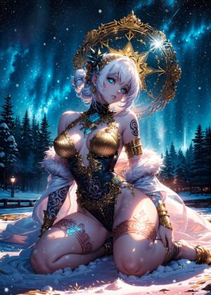 Goddess of Winter's Embrace - Premium Wooden Framed Poster. Ready to Hang.