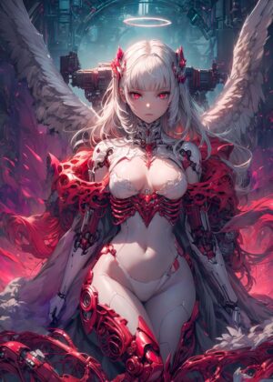 Cybernetic Angel: Anime Art Print - Premium Wooden Framed Poster. Ready to Hang.