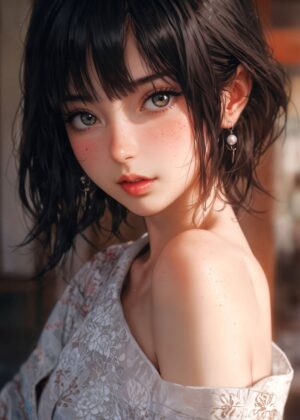 Ethereal Allure: Anime Girl Art Print - Premium Wooden Framed Poster. Ready to Hang.