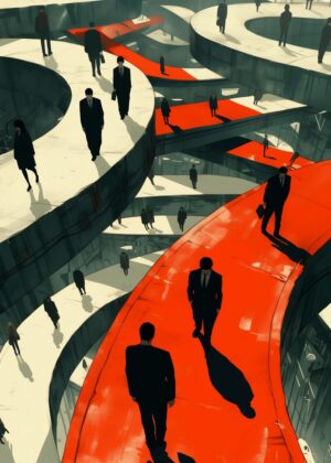 Navigating the Labyrinth: A Journey of Ambition and Choice - Premium Wooden Framed Poster. Ready to Hang.