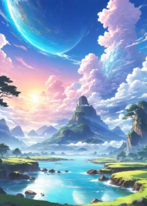 Land of the Dwarves: A Fantasy Landscape Print - Premium Wooden Framed Poster. Ready to Hang.