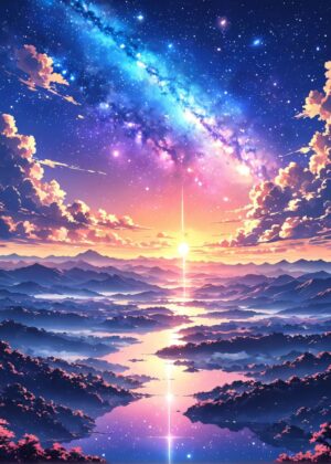 Between Sky and Earth: A Dreamlike Landscape - Premium Wooden Framed Poster. Ready to Hang.