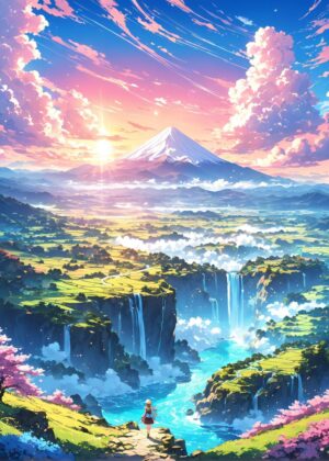 Elven Valley: A Fantasy Landscape Art Print - Premium Wooden Framed Poster. Ready to Hang.