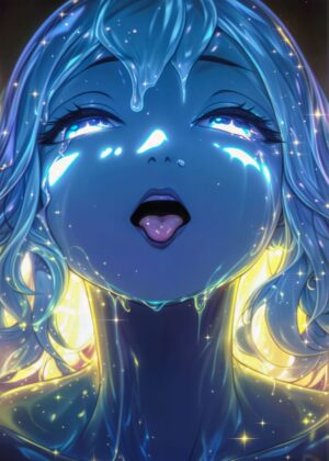 Magical Slime Girl: Ethereal Beauty - Premium Wooden Framed Poster. Ready to Hang.