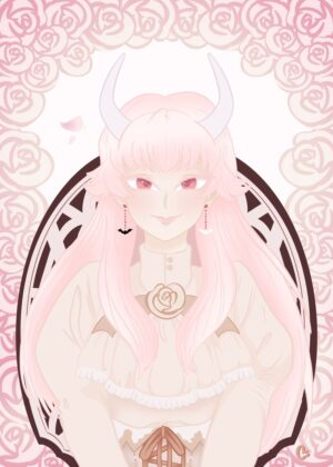 Galna: A Pastel Dream in Roses - Premium Wooden Framed Poster. Ready to Hang.
