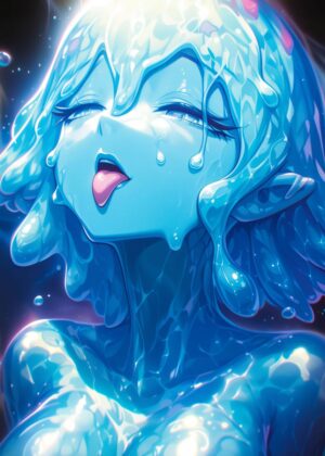 Enthralling Blue Slime Girl Art Print - Premium Wooden Framed Poster. Ready to Hang.