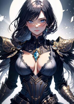 Stunning Anime Warrior Woman Art Print - Premium Wooden Framed Poster. Ready to Hang.