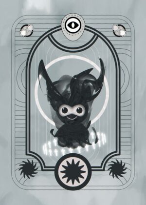 Cute Weather Monster Art Print - Premium Wooden Framed Poster. Ready to Hang.