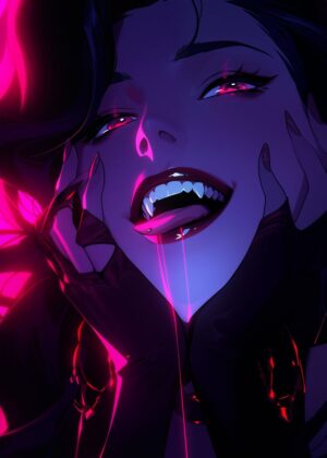 Neon Nights: A Cyberpunk Art Print - Premium Wooden Framed Poster. Ready to Hang.