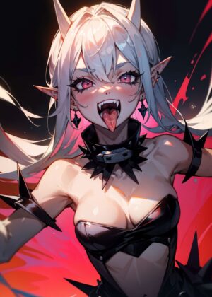 Mad Vampire: Anime Girl Art Print - Premium Wooden Framed Poster. Ready to Hang.