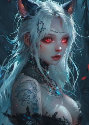 Enthralling Anime Girl with Mystical Aura - Premium Wooden Framed Poster. Ready to Hang.