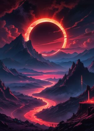 Berserk Inspired Anime Eclipse Landscape Art Print - Premium Wooden Framed Poster. Ready to Hang.