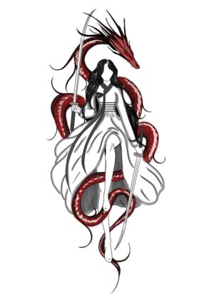Queen of Dragons: A Powerful and Graceful Artwork - Premium Wooden Framed Poster. Ready to Hang.