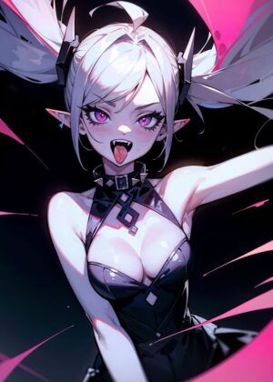 Mad Vampire Anime Girl Art Print - Premium Wooden Framed Poster. Ready to Hang.