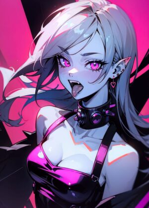 Mad Vampire Anime Girl Art Print - Premium Wooden Framed Poster. Ready to Hang.