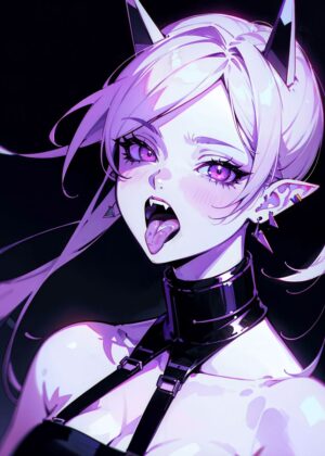 Mad Vampire Anime Girl Art Print - Premium Wooden Framed Poster. Ready to Hang.