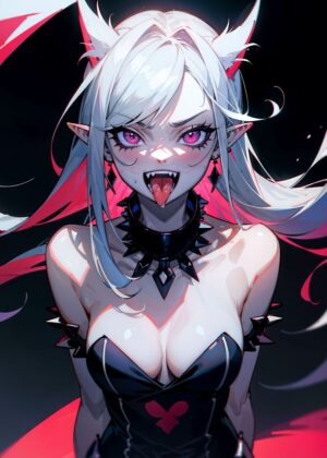 Mad Vampire Anime Girl Art Print - Premium Wooden Framed Poster. Ready to Hang.