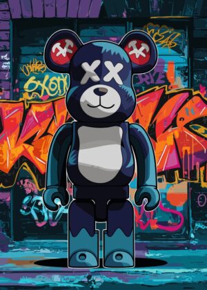 Graffiti Bearbrick Art Print - Premium Wooden Framed Poster. Ready to Hang.
