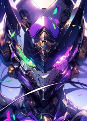 Cyberpunk Anime Girl Art Print - Premium Wooden Framed Poster. Ready to Hang.