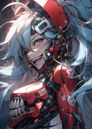 Cyberpunk Anime Girl Art Print - Premium Wooden Framed Poster. Ready to Hang.