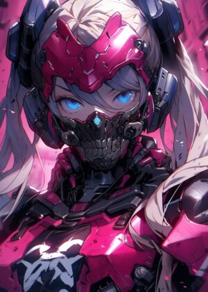 Cute Futuristic Girl Anime Art Print - Premium Wooden Framed Poster. Ready to Hang.