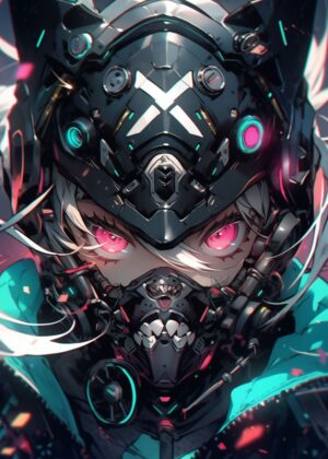 Cute Futuristic Girl Anime Art Print - Premium Wooden Framed Poster. Ready to Hang.