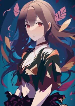 Anime Girl Artwork: Mystical Maiden - Premium Wooden Framed Poster. Ready to Hang.