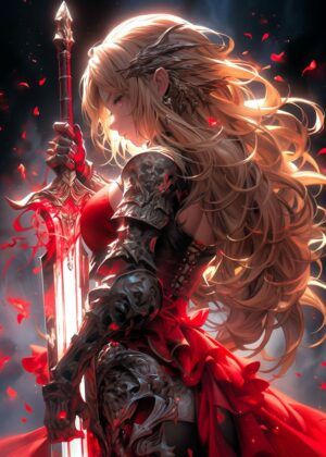 Beautiful Valkyrie Girl: Fantasy Art Print - Premium Wooden Framed Poster. Ready to Hang.