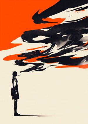 Abnormal Core: A Silhouette of Inner Turmoil - Premium Wooden Framed Poster. Ready to Hang.